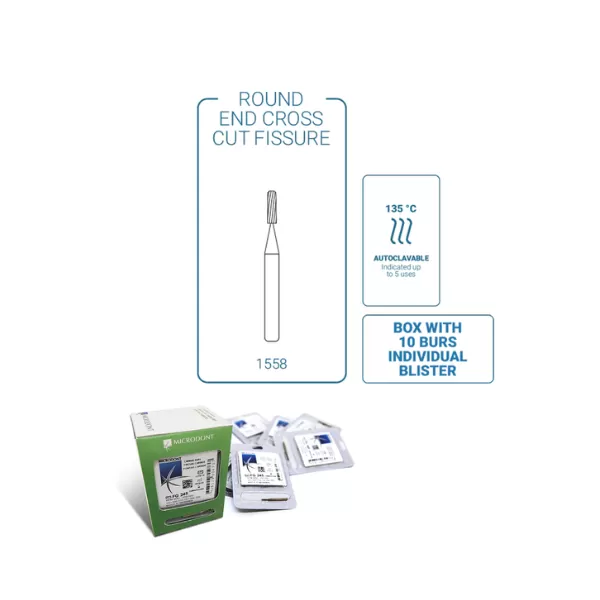 Carbide Bur FG - 1558 Round End Cross Cut Fissure