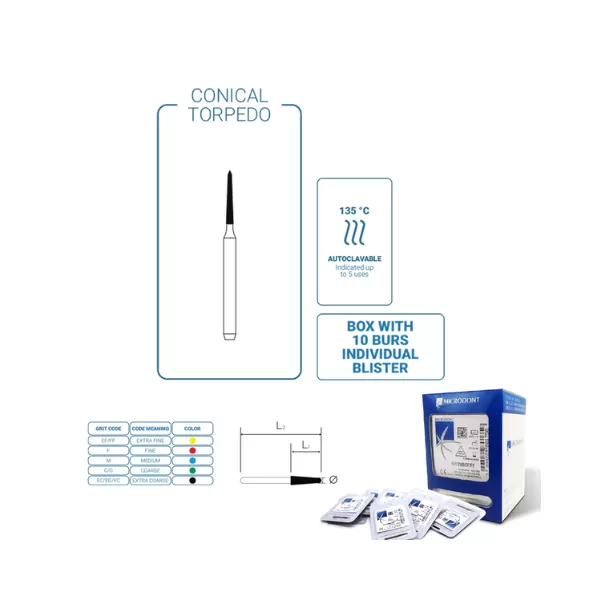 Diamond Bur FG - Conical Torpedo (Yellow)