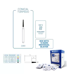 Diamond Bur FG - 2200 Conical Torpedo (Yellow)