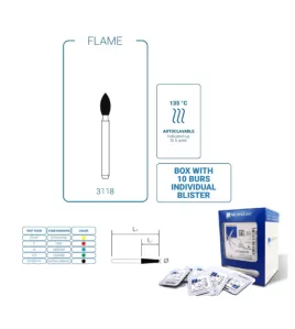 Diamond Bur FG - 3118VC Flame (Black)